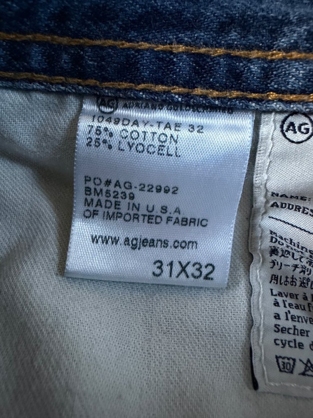 AG Adriano Goldschmied The Protege Straight Jeans 31x32 USA Tae Wash Lyocell EUC - Picture 12 of 13